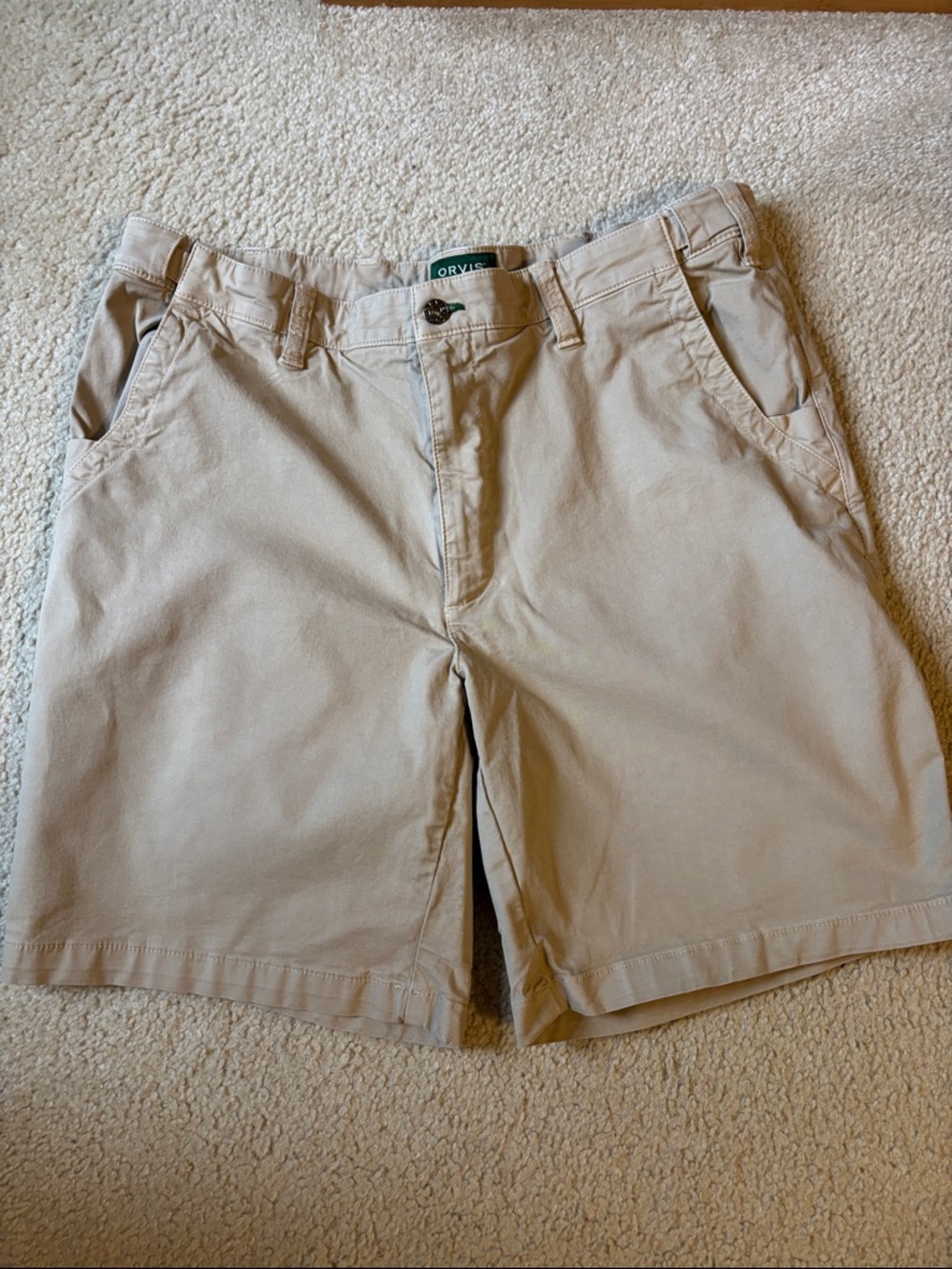 Orvis Men's Khaki Flat-Front Shorts 38